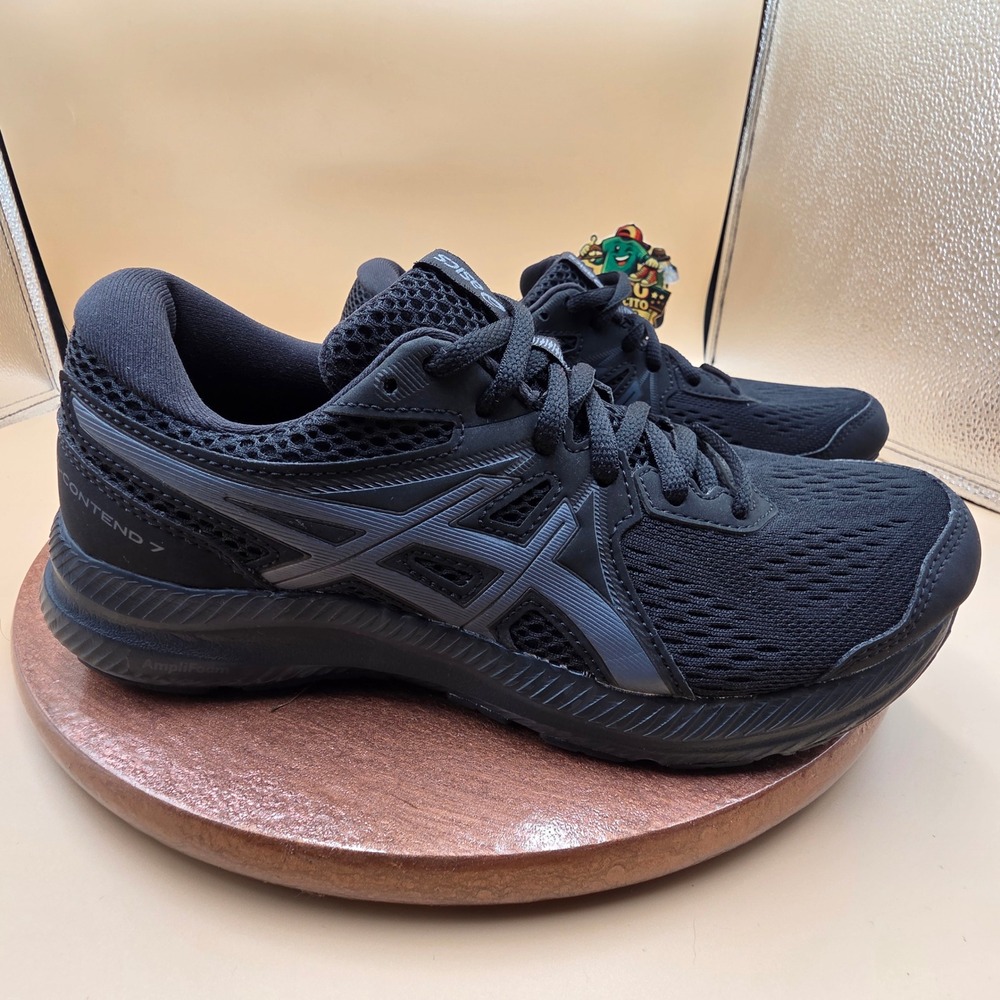 Asics Gel-Contend 7 Womens Running Shoes Black Black 1012A911 Low Top Sneaker 7